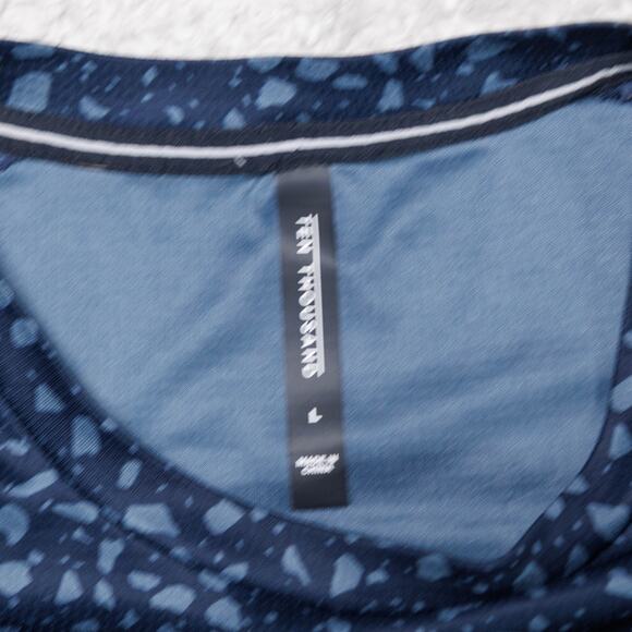 Ten Thousand Lightweight Microfiber Blue Dot Crewneck Tshirt Athletic Mens L - Picture 5 of 12